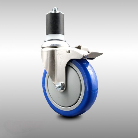 Service Caster 5 Inch 316SS Blue Poly Swivel 1-7/8 Inch Expanding Stem Caster Lock Brake SCC SCC-SS316TTLEX20S514-PPUB-BLUE-178